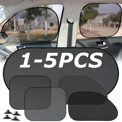 1-5Pcs Universal Car Sunshades Foldable Auto Side Window Rear Windscreen Mesh Sunshade Cover Car Windshield Accessories Exterior SKYNIX