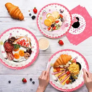 113PCS Min-niee Mou-ses Party Supplies Set – Plates, Cups, Napkins, Tablecloth & More – Birthday Tableware Kit for Kids Girls' Theme Party SKYNIX