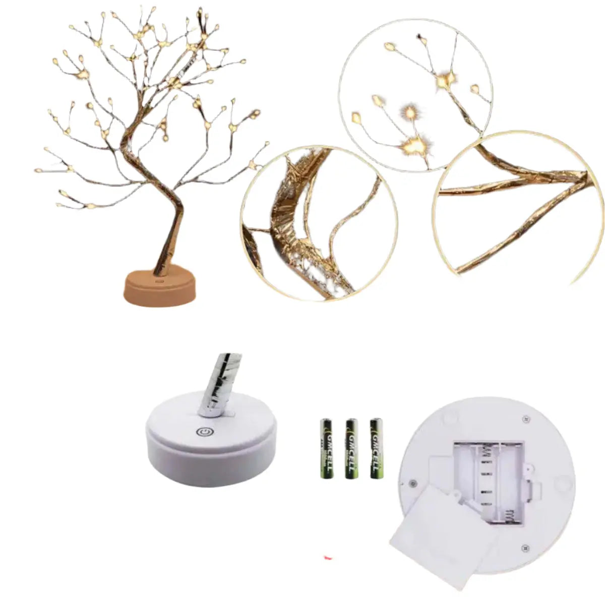 1PC 108 LED Warm White Tree Light – USB/Battery Operated Starry Copper Wire Lights for Ramadan & Home Decor SKYNIX