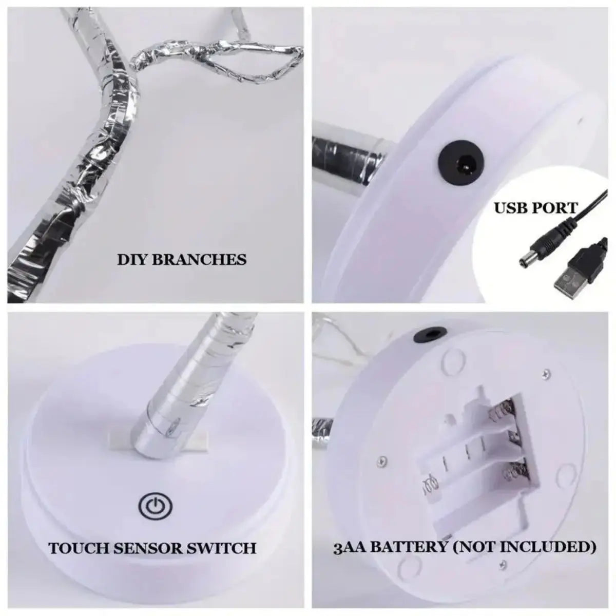 1PC 108 LED Warm White Tree Light – USB/Battery Operated Starry Copper Wire Lights for Ramadan & Home Decor SKYNIX