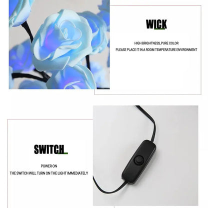 24 LED Rose Tree Fairy Lights – USB Table Lamp for Bedroom, Christmas, Wedding & Home Decor SKYNIX