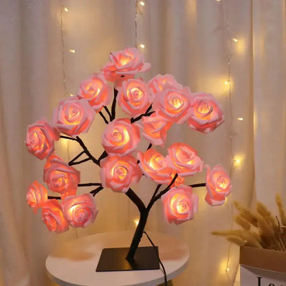 24 LED Rose Tree Fairy Lights – USB Table Lamp for Bedroom, Christmas, Wedding & Home Decor SKYNIX