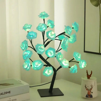 24 LED Rose Tree Fairy Lights – USB Table Lamp for Bedroom, Christmas, Wedding & Home Decor SKYNIX
