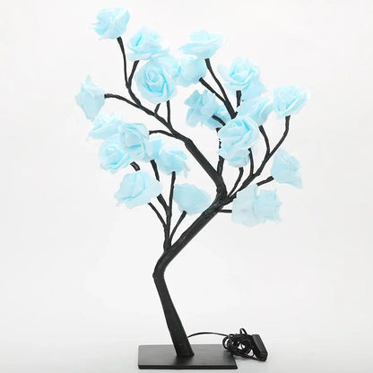 24 LED Rose Tree Fairy Lights – USB Table Lamp for Bedroom, Christmas, Wedding & Home Decor SKYNIX