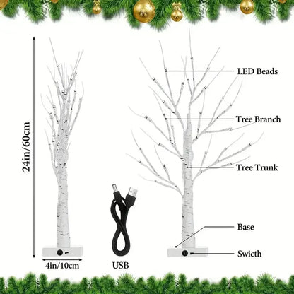 24in USB/Battery Birch Tree Light – Holiday Landscape Decor Lamp SKYNIX