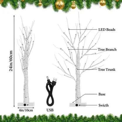 24in USB/Battery Birch Tree Light – Holiday Landscape Decor Lamp SKYNIX