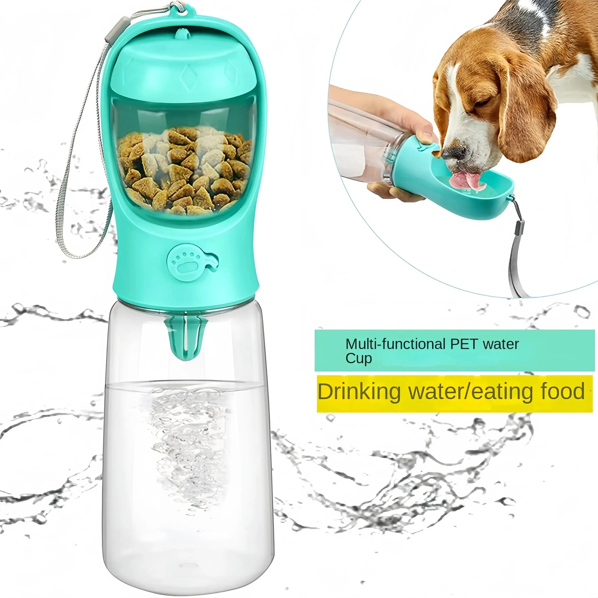 3-in-1 Portable Pet Water Bottle – Travel Cup & Food Dispenser for Dogs/Cats SKYNIX