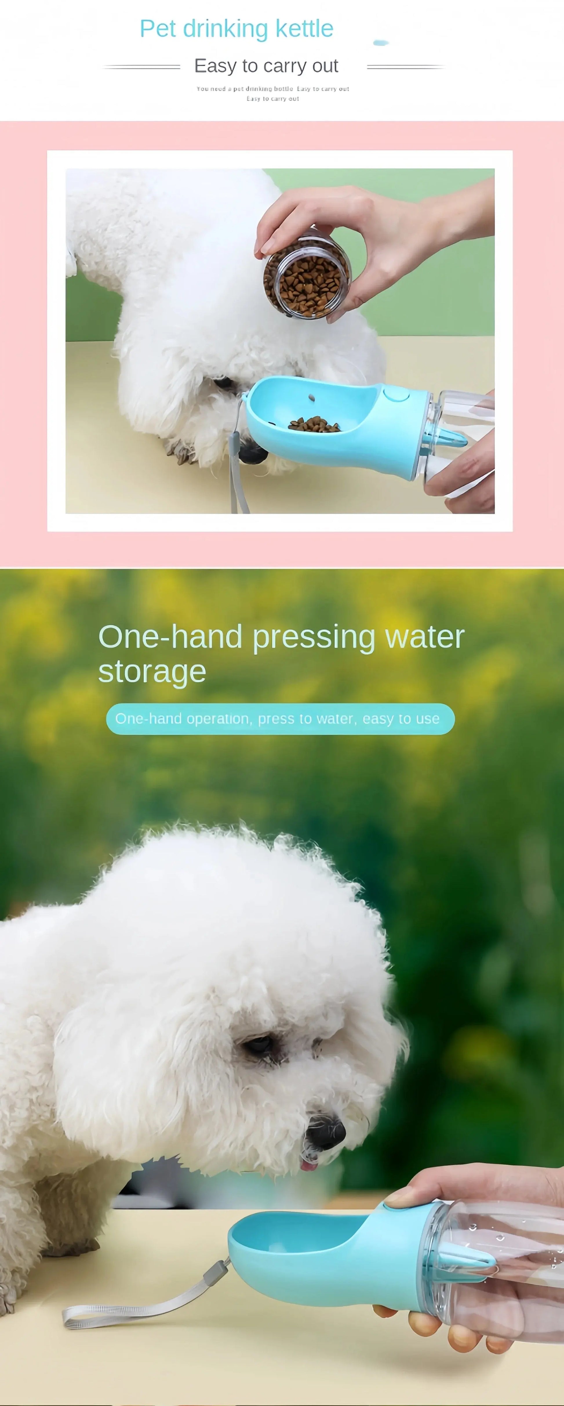 3-in-1 Portable Pet Water Bottle – Travel Cup & Food Dispenser for Dogs/Cats SKYNIX