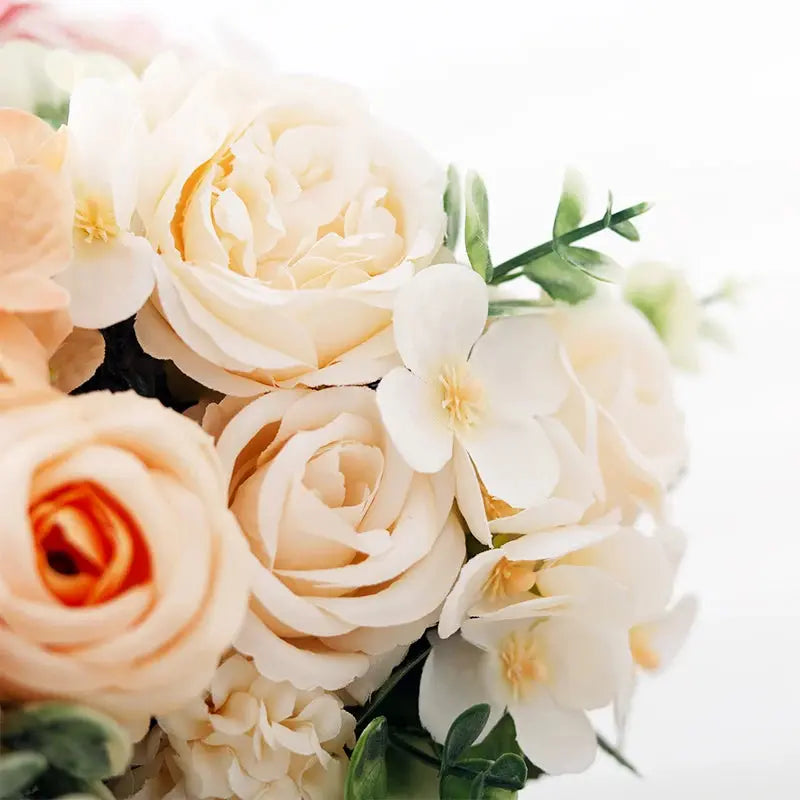 7 Heads Artificial Roses Silk Peonies & Hydrangea Bouquet – Fake Wedding Flowers for Home Decor & Bridal Arrangements SKYNIX