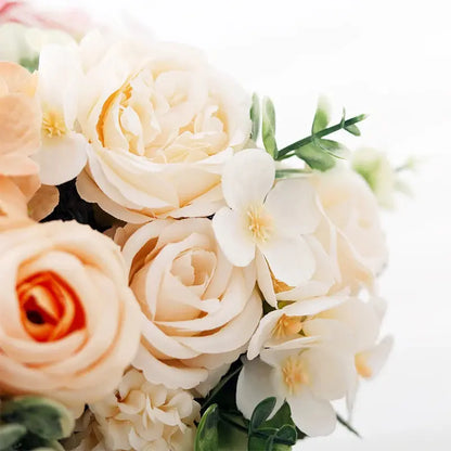 7 Heads Artificial Roses Silk Peonies & Hydrangea Bouquet – Fake Wedding Flowers for Home Decor & Bridal Arrangements SKYNIX