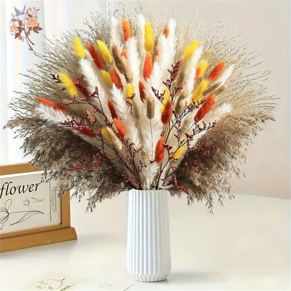 85pcs Natural Pampas Grass Boho Dried Flower Bouquet for Home & Wedding SKYNIX