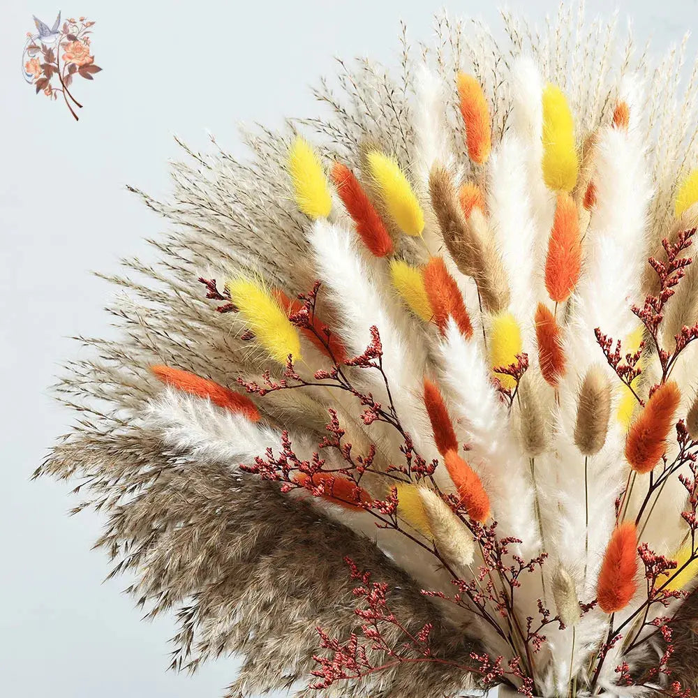 85pcs Natural Pampas Grass Boho Dried Flower Bouquet for Home & Wedding SKYNIX