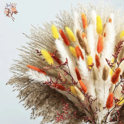 85pcs Natural Pampas Grass Boho Dried Flower Bouquet for Home & Wedding SKYNIX