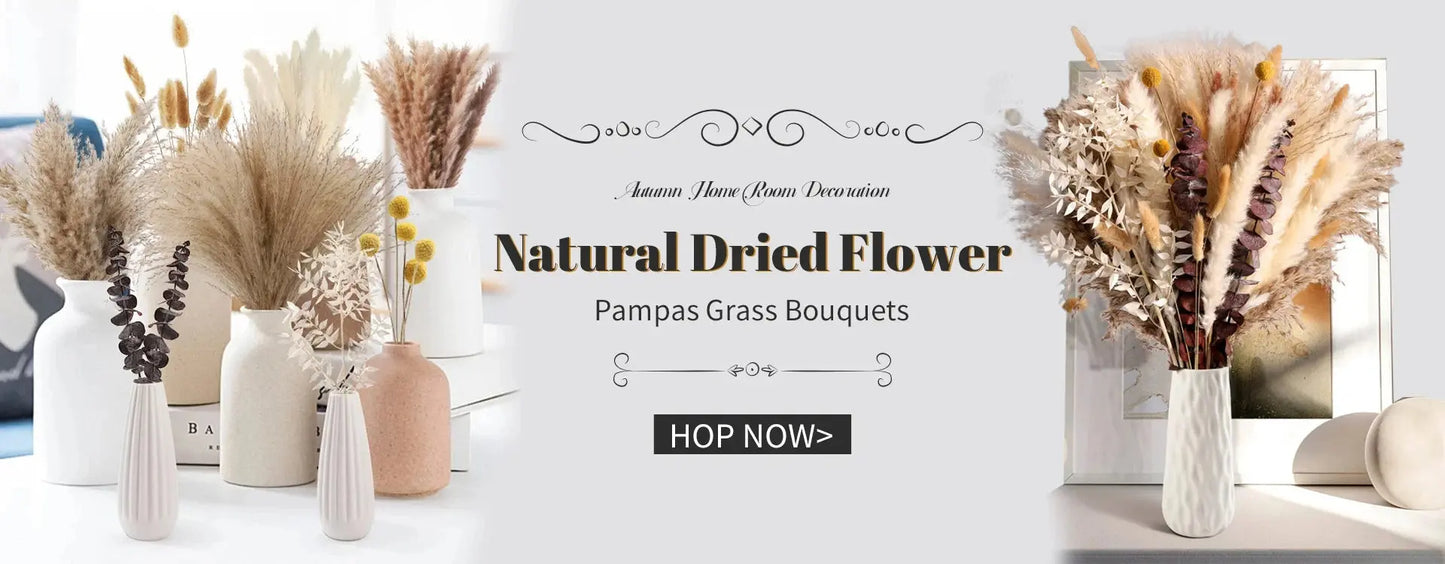 85pcs Natural Pampas Grass Boho Dried Flower Bouquet for Home & Wedding SKYNIX