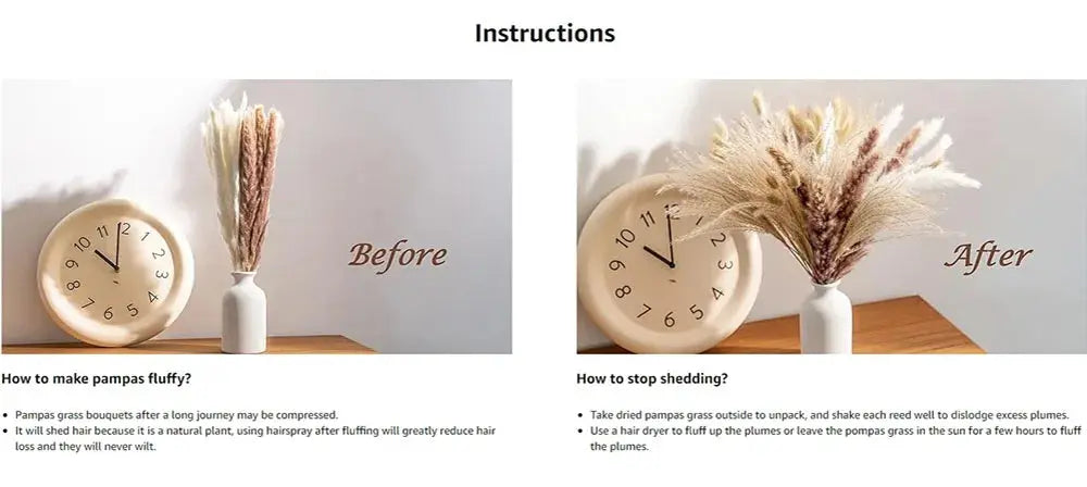 85pcs Natural Pampas Grass Boho Dried Flower Bouquet for Home & Wedding SKYNIX