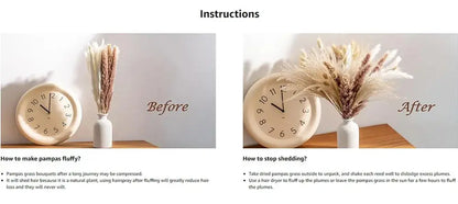 85pcs Natural Pampas Grass Boho Dried Flower Bouquet for Home & Wedding SKYNIX