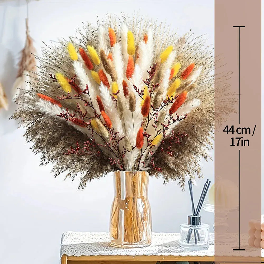85pcs Natural Pampas Grass Boho Dried Flower Bouquet for Home & Wedding SKYNIX