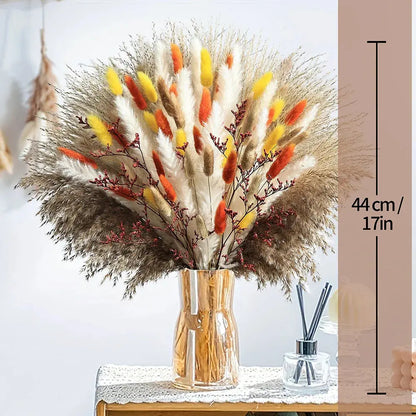 85pcs Natural Pampas Grass Boho Dried Flower Bouquet for Home & Wedding SKYNIX