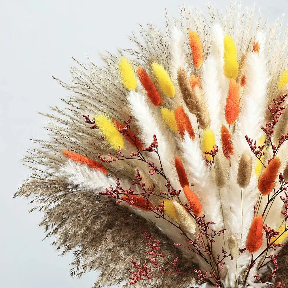 85pcs Natural Pampas Grass Boho Dried Flower Bouquet for Home & Wedding SKYNIX