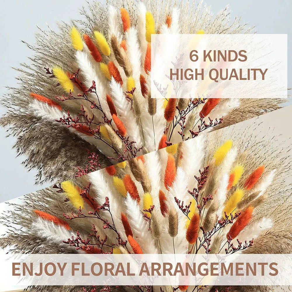 85pcs Natural Pampas Grass Boho Dried Flower Bouquet for Home & Wedding SKYNIX