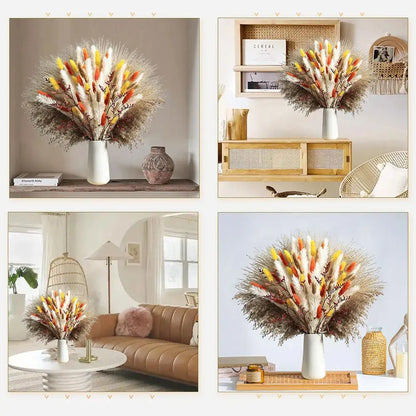 85pcs Natural Pampas Grass Boho Dried Flower Bouquet for Home & Wedding SKYNIX
