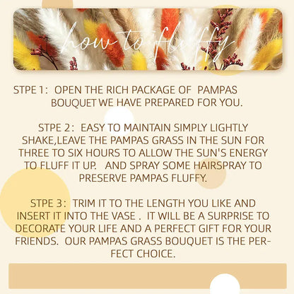 85pcs Natural Pampas Grass Boho Dried Flower Bouquet for Home & Wedding SKYNIX