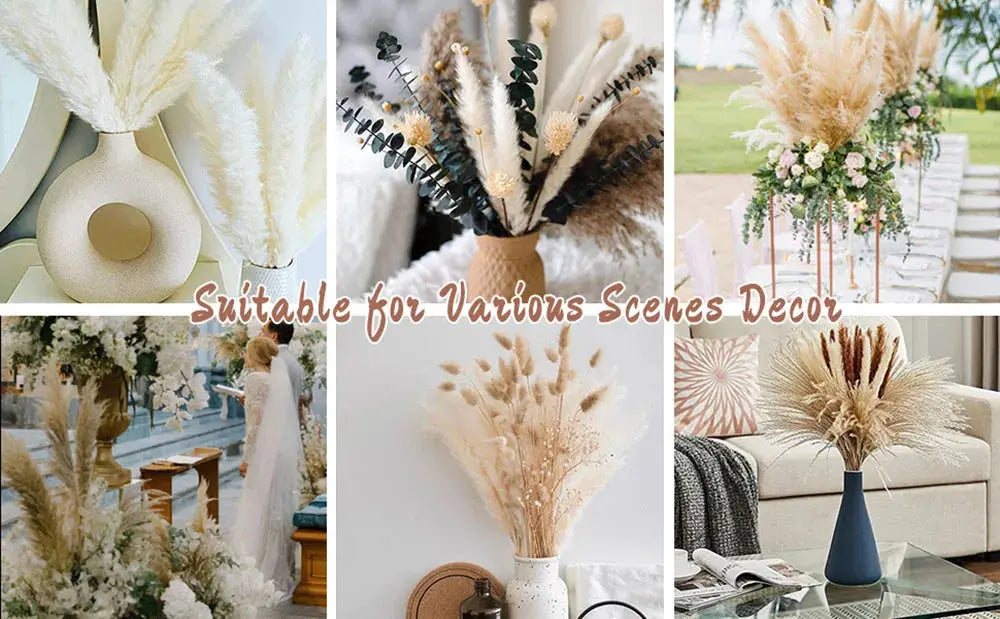 85pcs Natural Pampas Grass Boho Dried Flower Bouquet for Home & Wedding SKYNIX