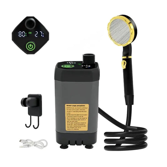 Camping Shower Pump – Outdoor RV Shower Kit with Digital Display & 6000mAh Rechargeable Battery SKYNIX