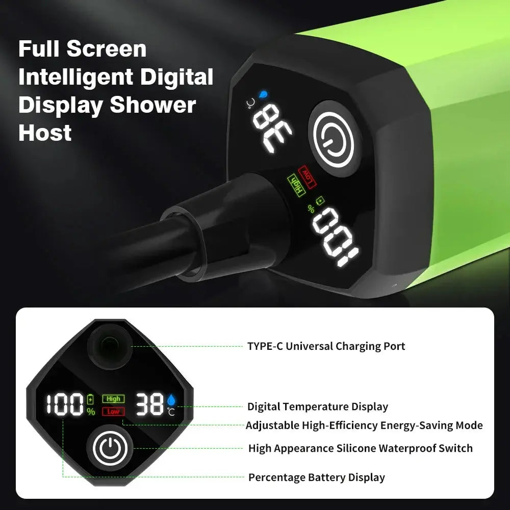 Camping Shower Pump – Outdoor RV Shower Kit with Digital Display & 6000mAh Rechargeable Battery SKYNIX