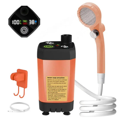Camping Shower Pump – Outdoor RV Shower Kit with Digital Display & 6000mAh Rechargeable Battery SKYNIX