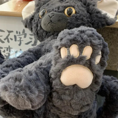 Cute KUKI Black Cat Plush Toy – Long Hair Stuffed Animal Doll with Yellow Green Eyes – Soft Throw Pillow Gift for Kids & Cat Lovers SKYNIX