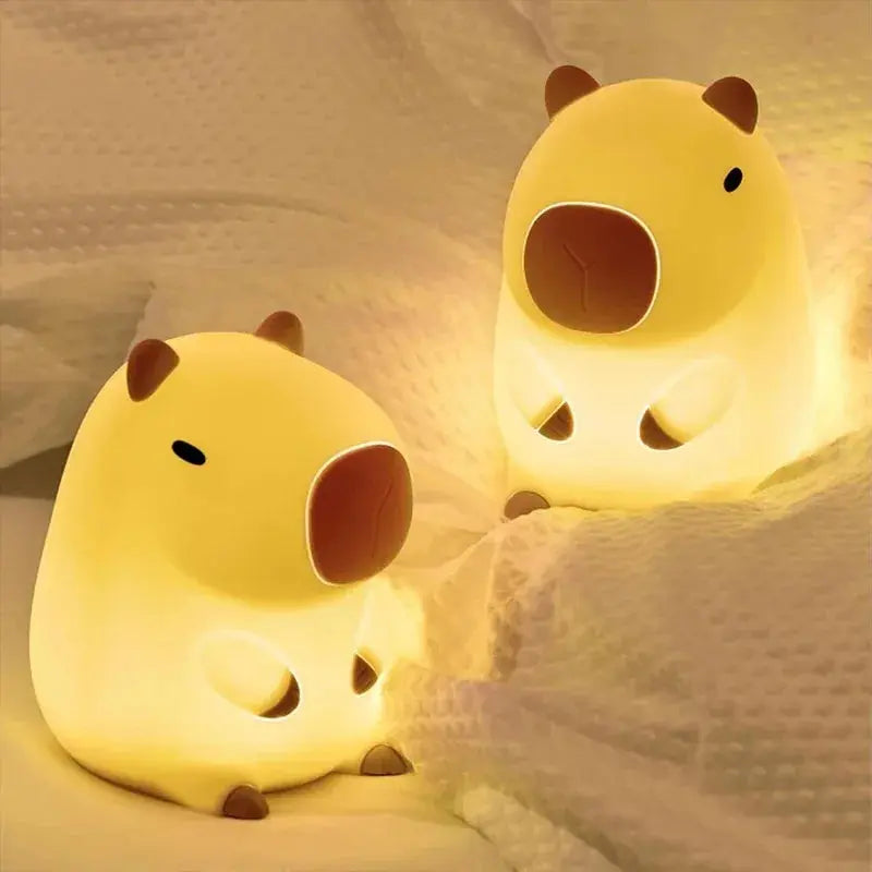 Cute Pet Capybara Night Light Cute Cartoon Silicone Creative Bedside Sleep Night Lamp For Children's Room Decor Birthday gift SKYNIX
