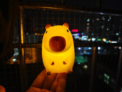 Cute Pet Capybara Night Light Cute Cartoon Silicone Creative Bedside Sleep Night Lamp For Children's Room Decor Birthday gift SKYNIX