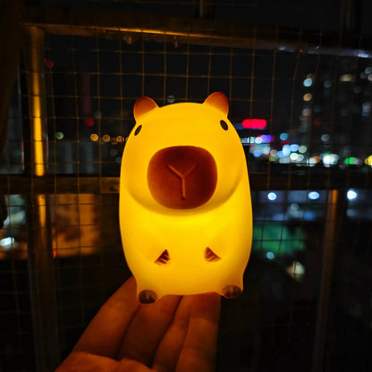 Cute Pet Capybara Night Light Cute Cartoon Silicone Creative Bedside Sleep Night Lamp For Children's Room Decor Birthday gift SKYNIX