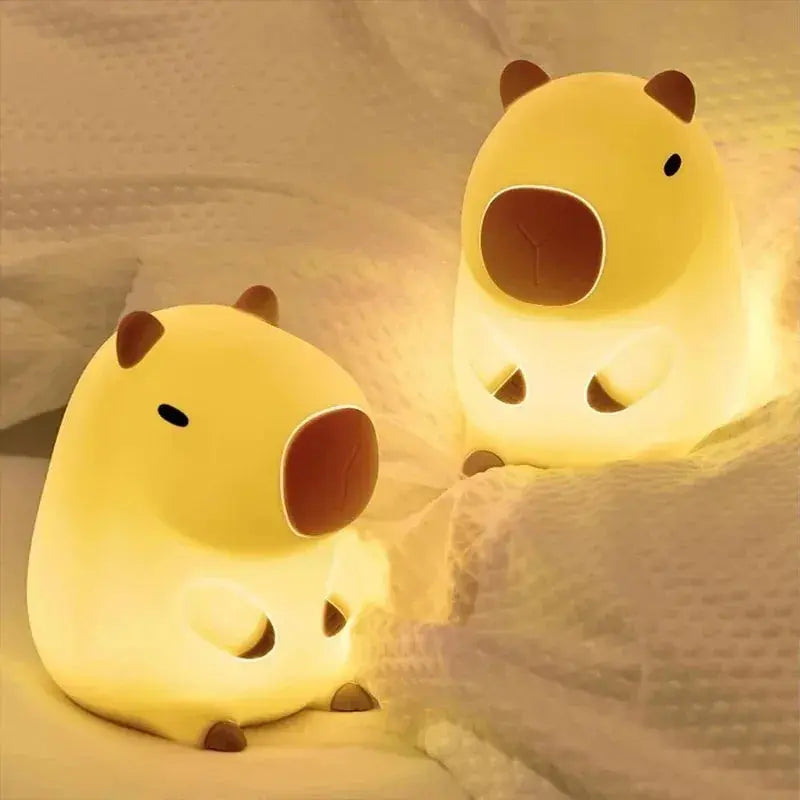 Cute Pet Capybara Night Light Cute Cartoon Silicone Creative Bedside Sleep Night Lamp For Children's Room Decor Birthday gift SKYNIX