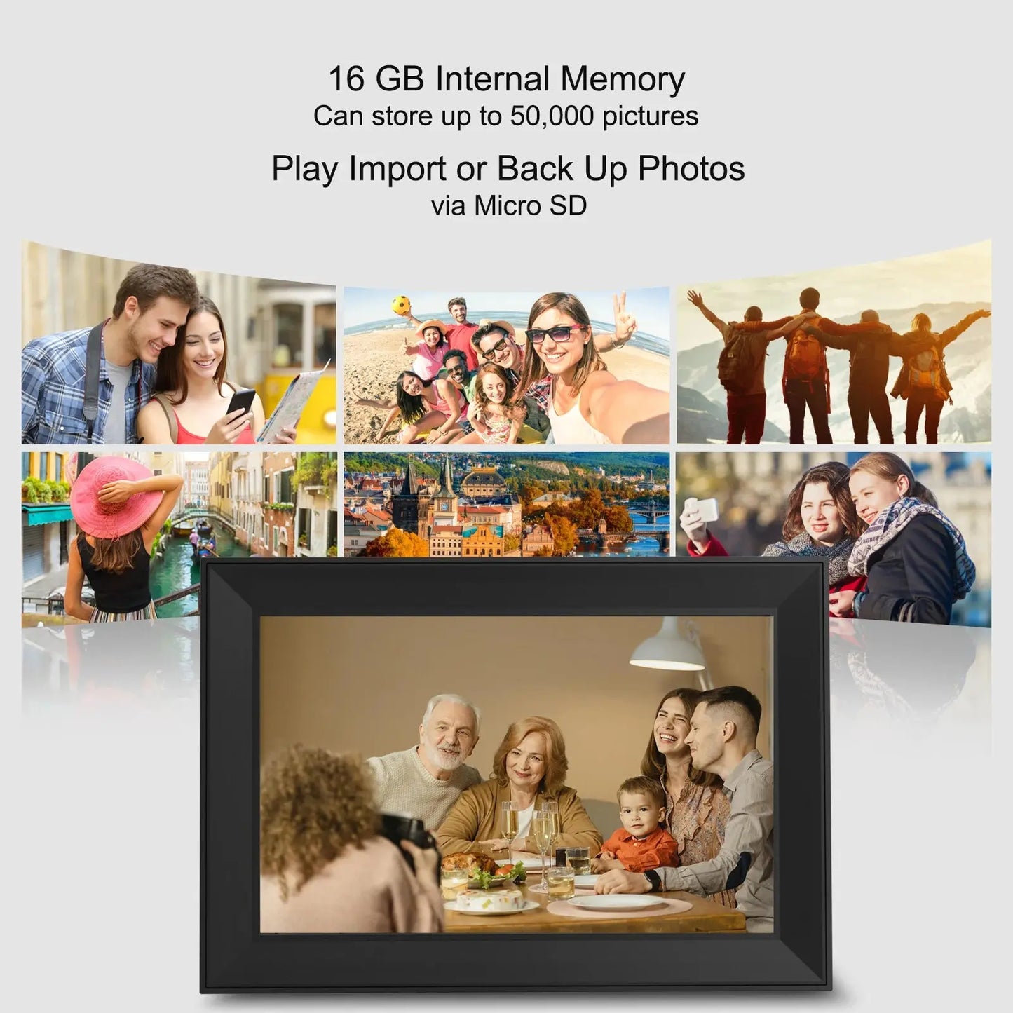 Digital Picture Frame 10.1 Inch 16G WiFi Photo Frame 1280x800 Touch-screen Auto Rotation Photo Sharing Via Uhale APP Xmas Gifts SKYNIX