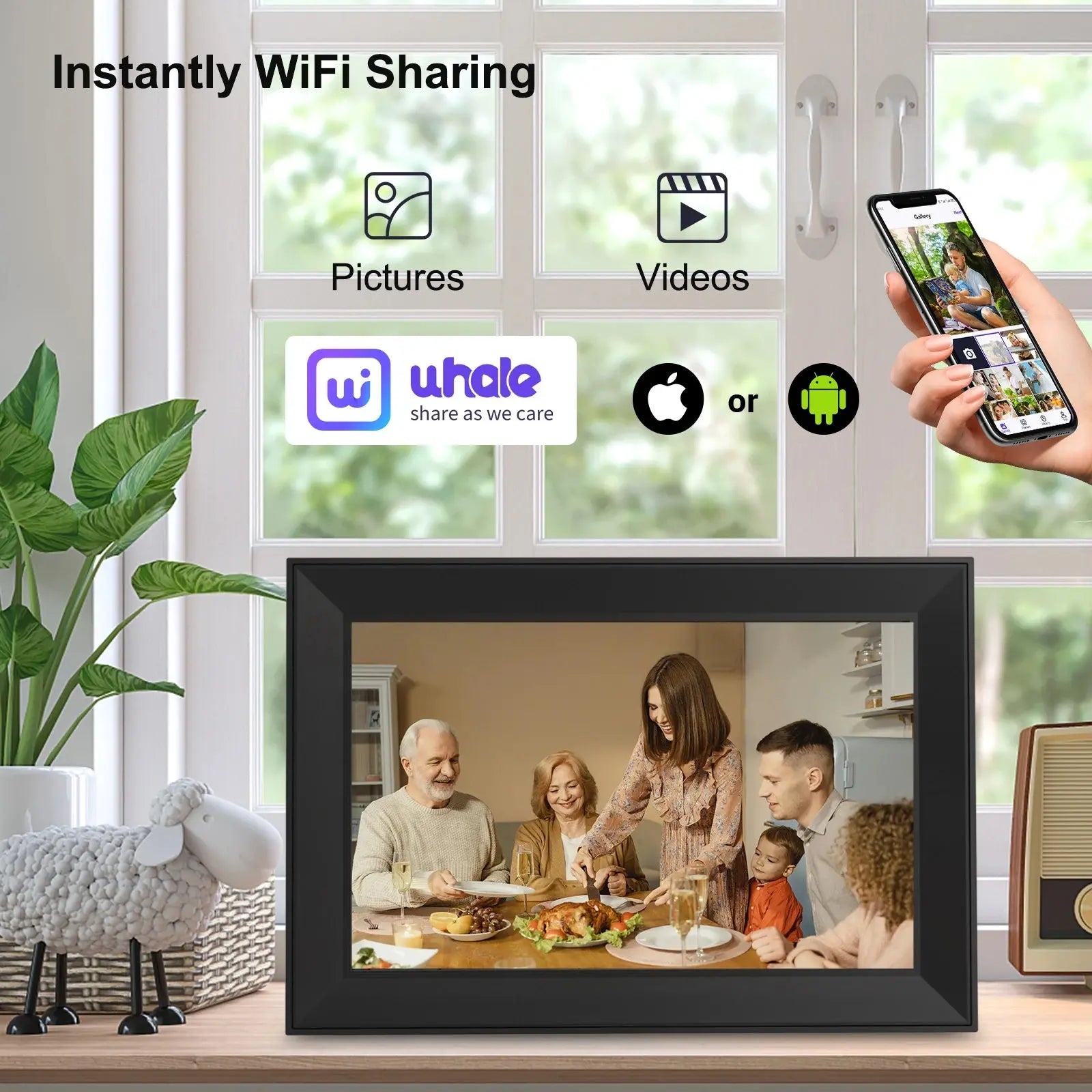 Digital Picture Frame 10.1 Inch 16G WiFi Photo Frame 1280x800 Touch-screen Auto Rotation Photo Sharing Via Uhale APP Xmas Gifts SKYNIX