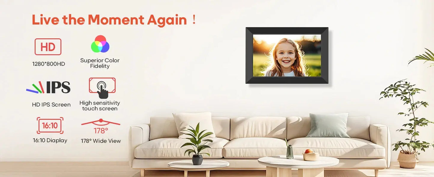 Digital Picture Frame 10.1 Inch 16G WiFi Photo Frame 1280x800 Touch-screen Auto Rotation Photo Sharing Via Uhale APP Xmas Gifts SKYNIX