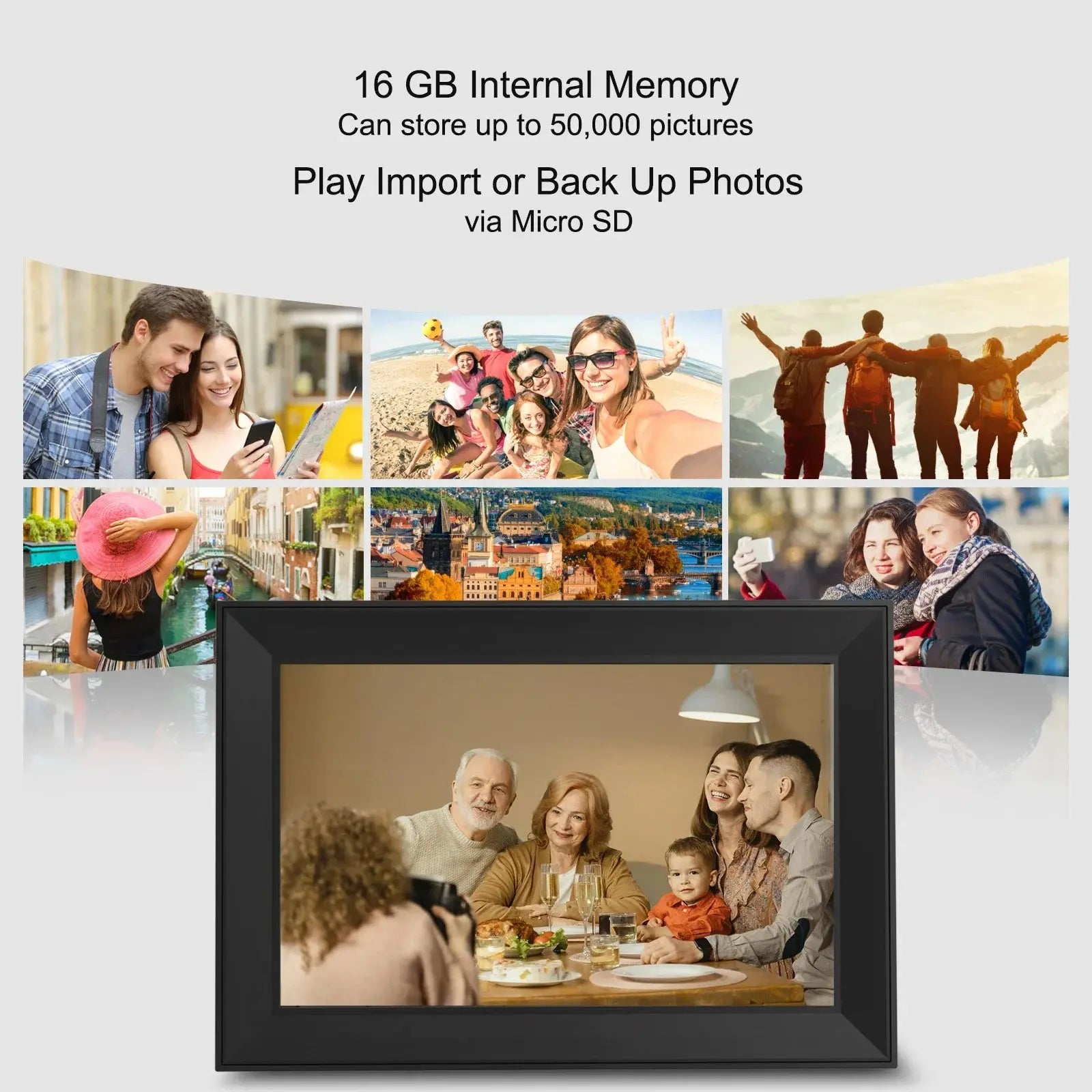 Digital Picture Frame 10.1 Inch 16G WiFi Photo Frame 1280x800 Touch-screen Auto Rotation Photo Sharing Via Uhale APP Xmas Gifts SKYNIX