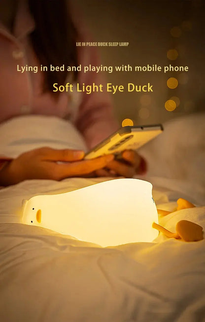 Duck LED Night Light – Soft Silicone Rechargeable Bedside Lamp for Kids & Gifts SKYNIX