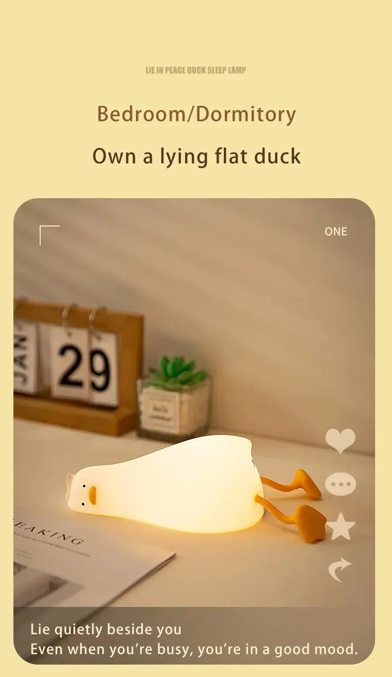 Duck LED Night Light – Soft Silicone Rechargeable Bedside Lamp for Kids & Gifts SKYNIX