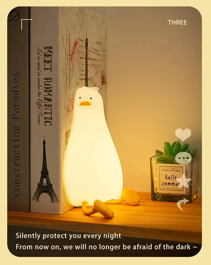 Duck LED Night Light – Soft Silicone Rechargeable Bedside Lamp for Kids & Gifts SKYNIX