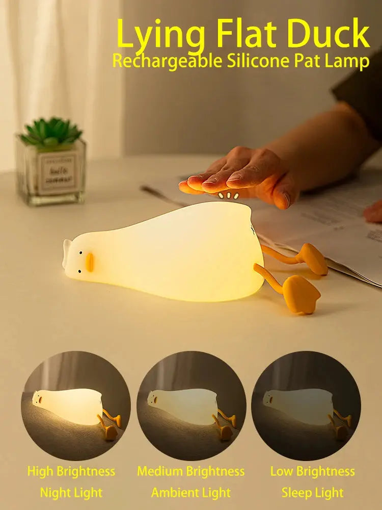Duck LED Night Light – Soft Silicone Rechargeable Bedside Lamp for Kids & Gifts SKYNIX