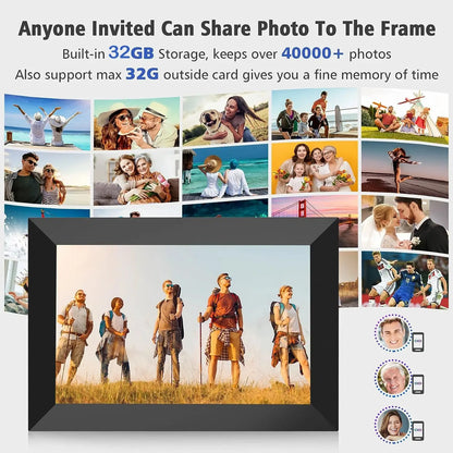 Frameo 10.1" WiFi Digital Photo Frame – 32GB/64GB Storage, Touchscreen, Wall Mountable SKYNIX
