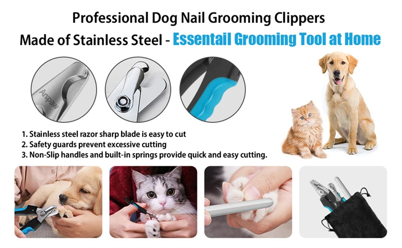 Professional Pet Nail Clipper with Safety Guard – Stainless Steel Grooming Scissors for Cats & Dogs, Safe Claw Care Tool