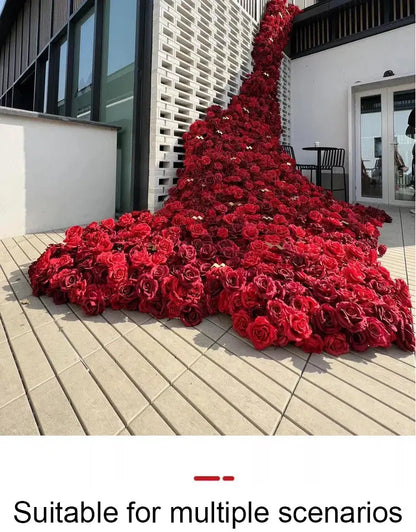 Large Red Rose Waterfall Artificial Flowers – DIY Wedding Backdrop & Event Decor Display SKYNIX