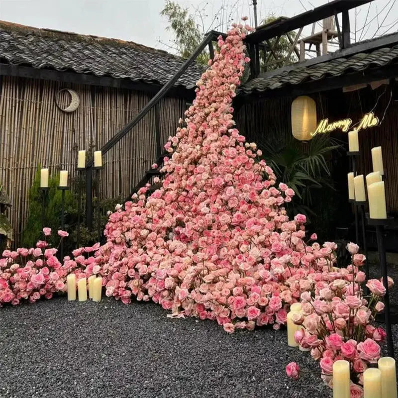 Large Red Rose Waterfall Artificial Flowers – DIY Wedding Backdrop & Event Decor Display SKYNIX