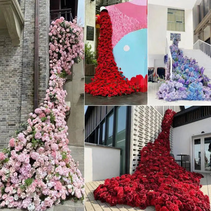 Large Red Rose Waterfall Artificial Flowers – DIY Wedding Backdrop & Event Decor Display SKYNIX