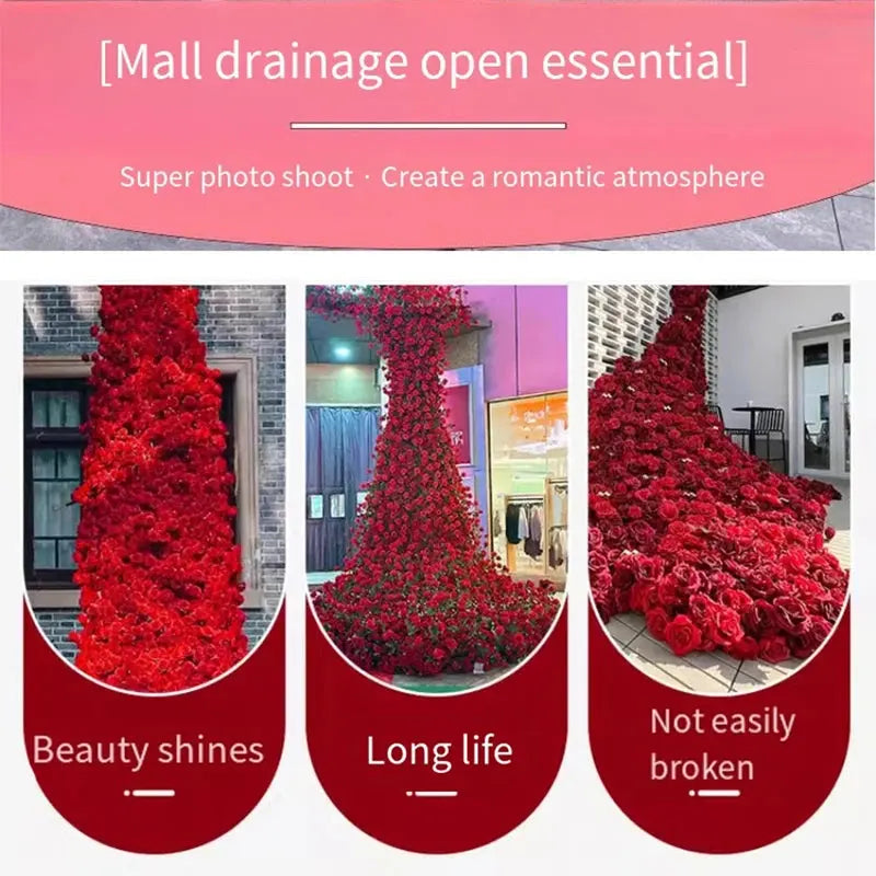 Large Red Rose Waterfall Artificial Flowers – DIY Wedding Backdrop & Event Decor Display SKYNIX