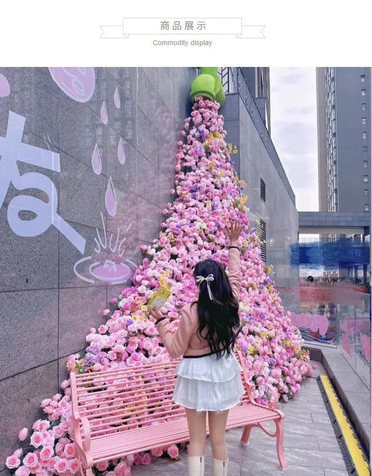 Large Red Rose Waterfall Artificial Flowers – DIY Wedding Backdrop & Event Decor Display SKYNIX